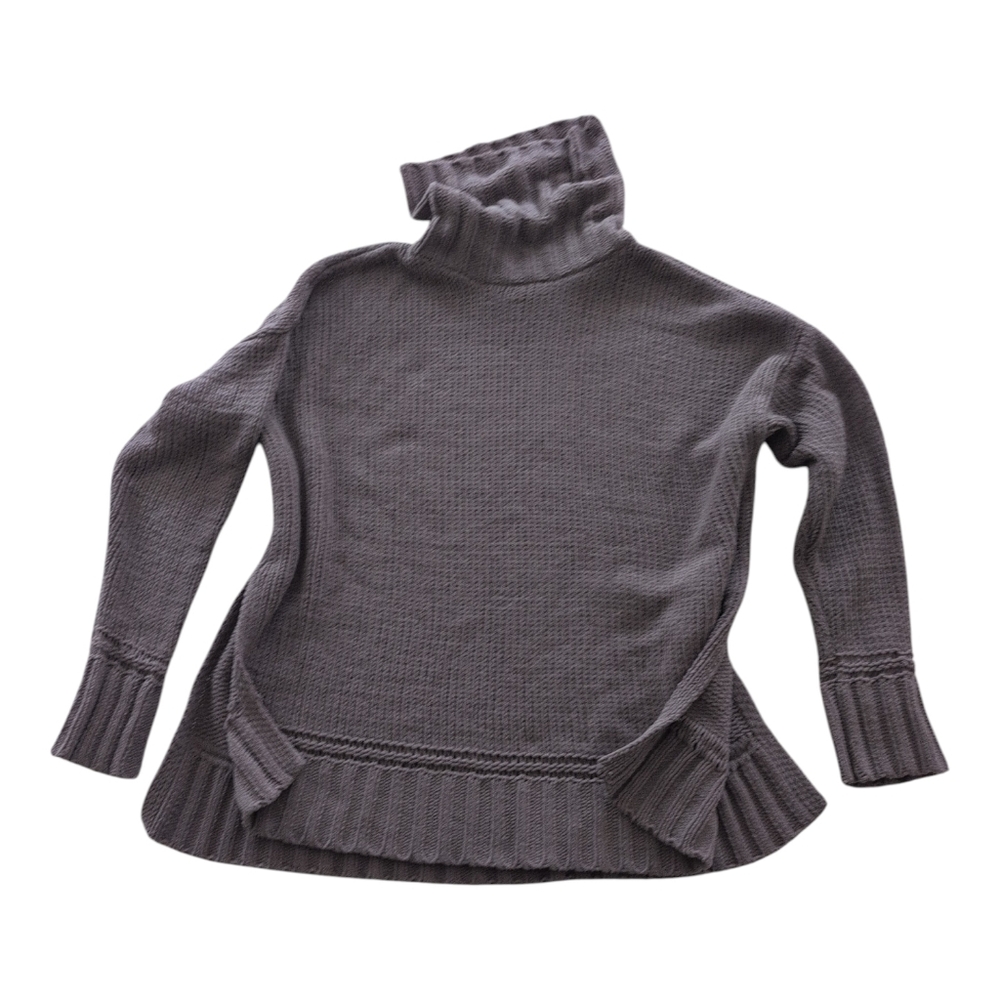 Aerie Sweater Women's S Grey Lavender Turtleneck Crochet Oversized Flowy Vents